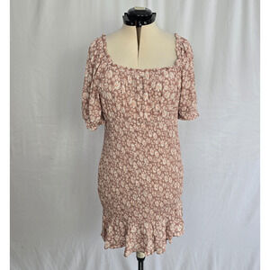 Lily Rose Short Puff Sleeve Dress Women's XXL Dusty Pink Floral